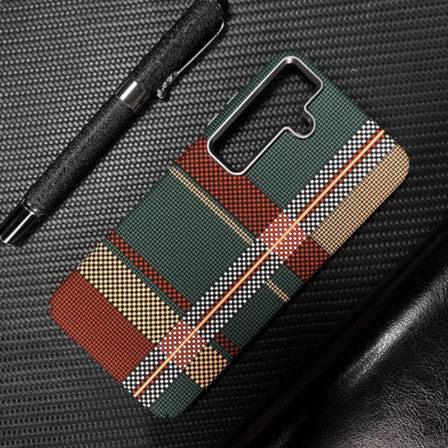 For Samsung S25Ultra Mobile Phone Case S24Ultra Kevlar 600D Skin Sense Hard Case S25 Premium S23 Anti-drop Galaxys24 + Built-in Magsafe Magnetic Case Hard Case Phone accessories