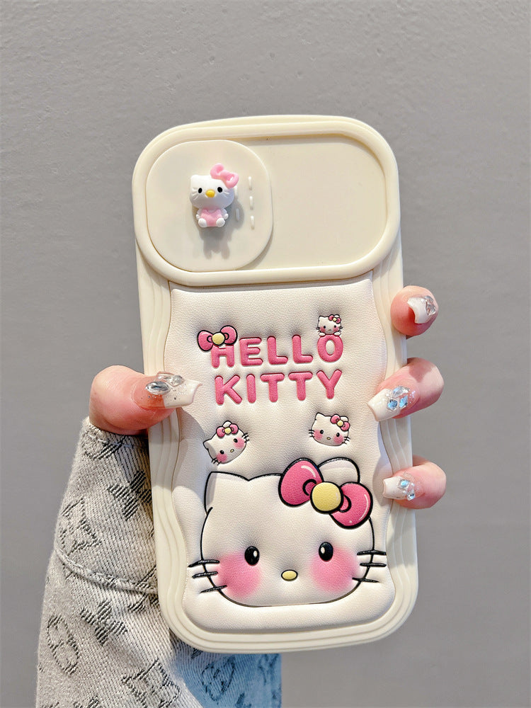 Accessories for Apple 15promax mobile phone case 13/14 small fresh cartoon duck 15pro sliding window iphone15