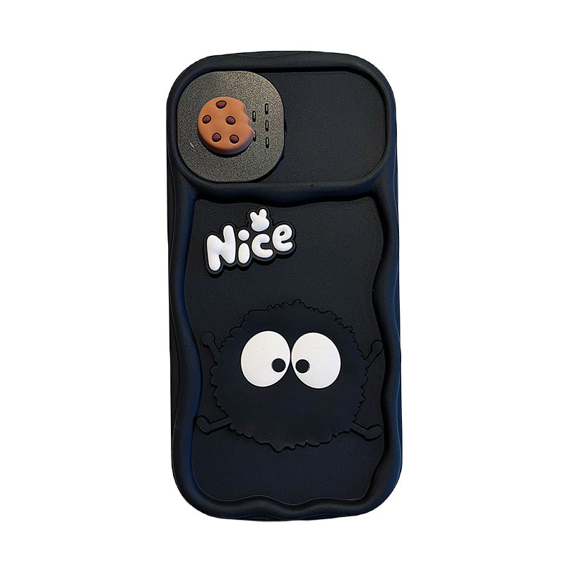 Accessories for iphone15promax phone case 13/14 fun cute sliding window coffee briquettes 14promax