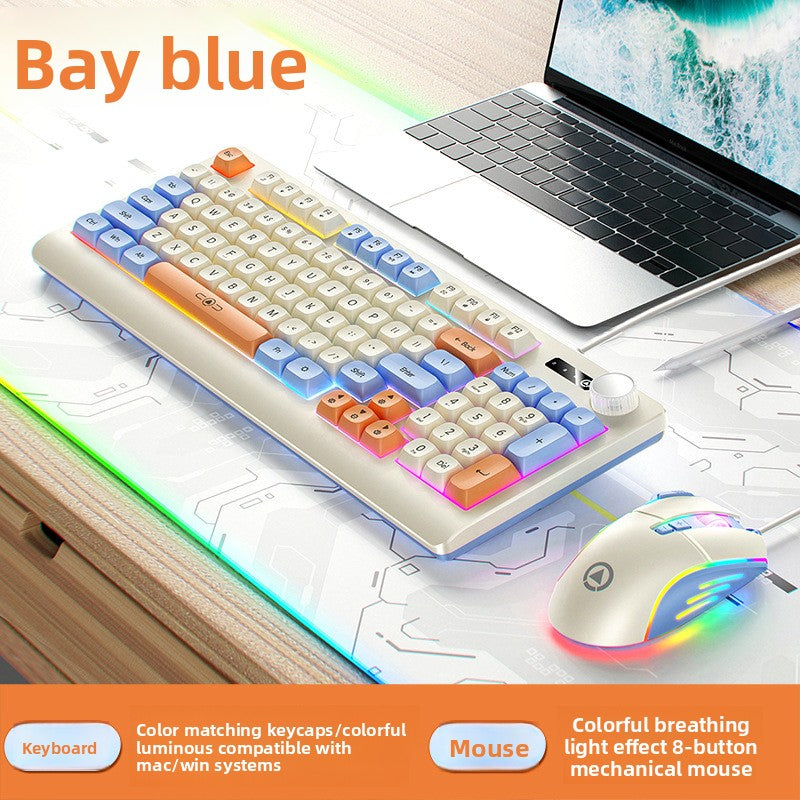 Silver engraving km900 custom game keyboard and mouse set, color matching wired luminous desktop computer accessories