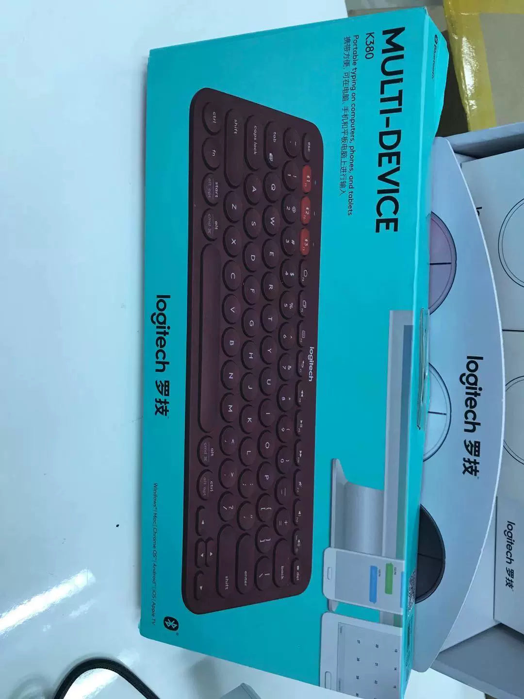 Boxed genuine, Logitech k380 wireless bluetooth keyboard silent ipad mobile phone laptop ultra-thin K480