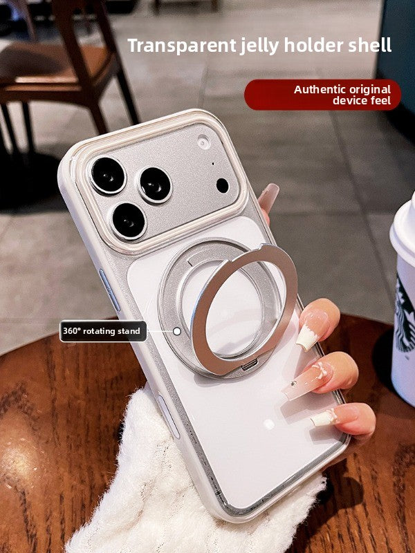 Transparent jelly holder For iPhone 18promax mobile phone case New iPhone17 women's large hole frame dopamine anti-drop protective case 16pro simple niche case Phone Accessories