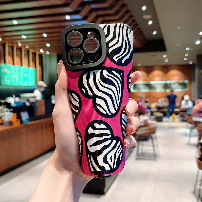 Accessories Sweet and cool zebra pattern love for iPhone14promax Apple 13 mobile phone case 12 new Internet celebrities 11 rose red