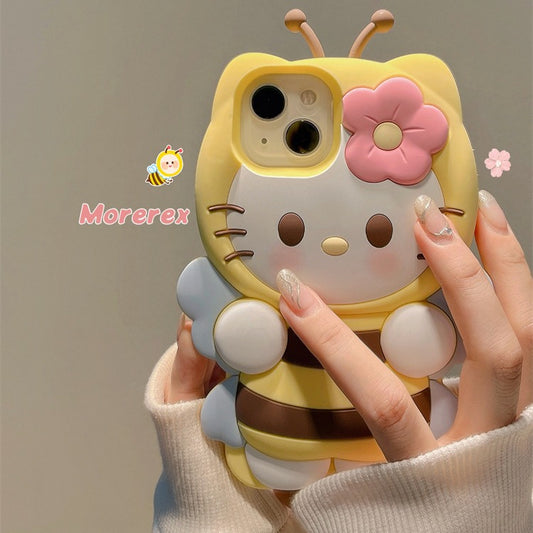 Accessories Internet celebrity cute bee HelloKitty for iPhone 14 mobile phone case cartoon iphone15promax new model