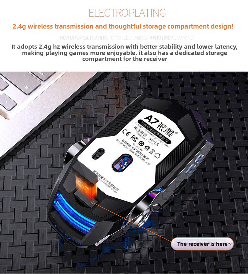 Silver Condor A7 Rechargeable Wireless Mouse Mute Computer Accessories Home Office Games