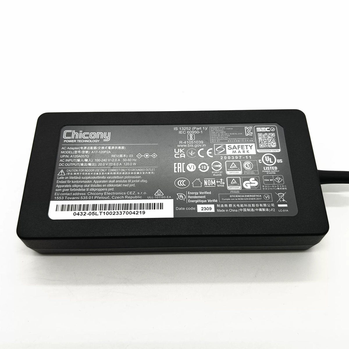 Genuine New Chicony A17-120P2A 120W 20V 6A AC Adapter Charger for MSI ASUS ZenBook Flip VivoBook Pro Q537FD UX534FT K570 Q546FD Q547FD MSI GF63 Thin Cyborg 14 15 A12VF A13UCX GF75 ADP-120VH B ADP-120CH B ADP-120CD B MSI laptop repair parts