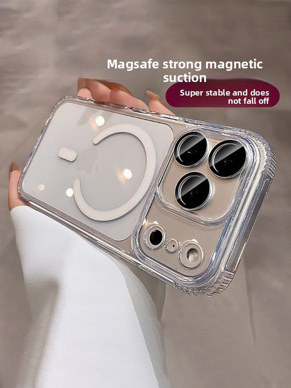 All-inclusive with camera button for iPhone 17promax mobile phone case New iPhone16 Magnetic suction tape Lens film Airbag anti-drop 17pro Full transparency Advanced sense 16pro Simple shell Phone accessories