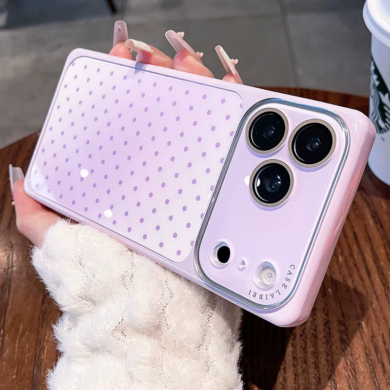 Square shell polka dot for iPhone 17promax mobile phone case The new iPhone16 seconds becomes larger Windows gradually change smudge women's case 15pro integrated lens film case Phone accessories