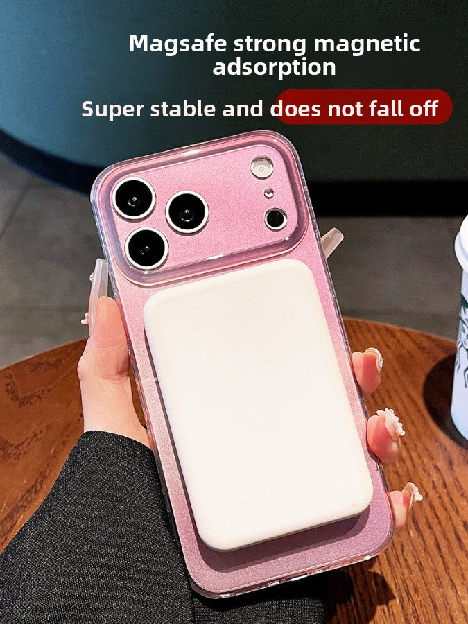 Smudge magnetic suction for iPhone 17promax mobile phone case New iPhone16 smudge glass gradual change glitter magnetic suction protective case 15pro soft fog back plate case Phone accessories