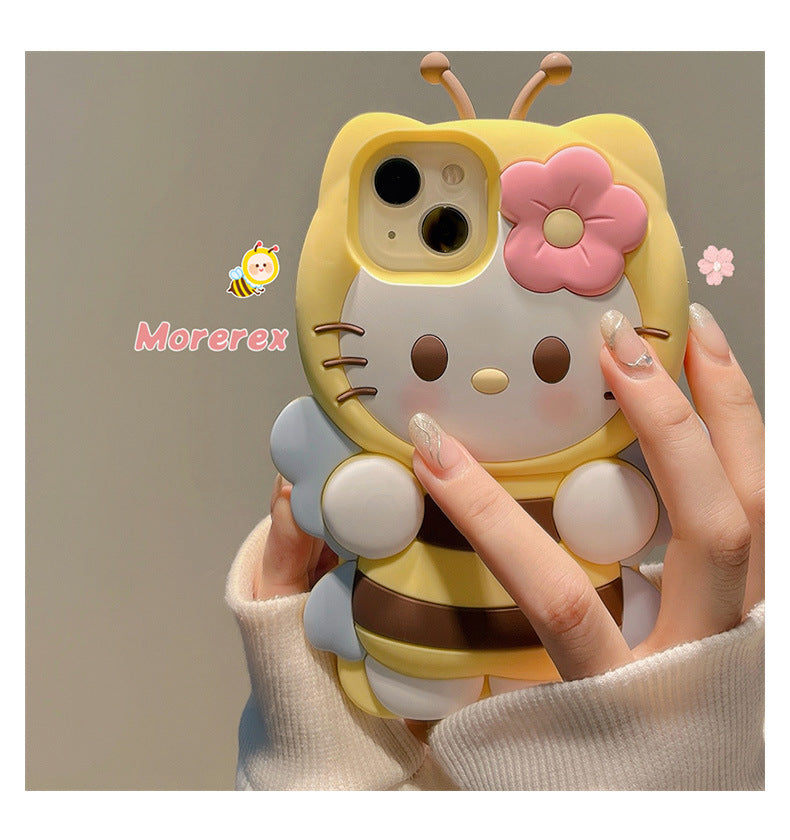 Accessories Internet celebrity cute bee HelloKitty for iPhone 14 mobile phone case cartoon iphone15promax new model