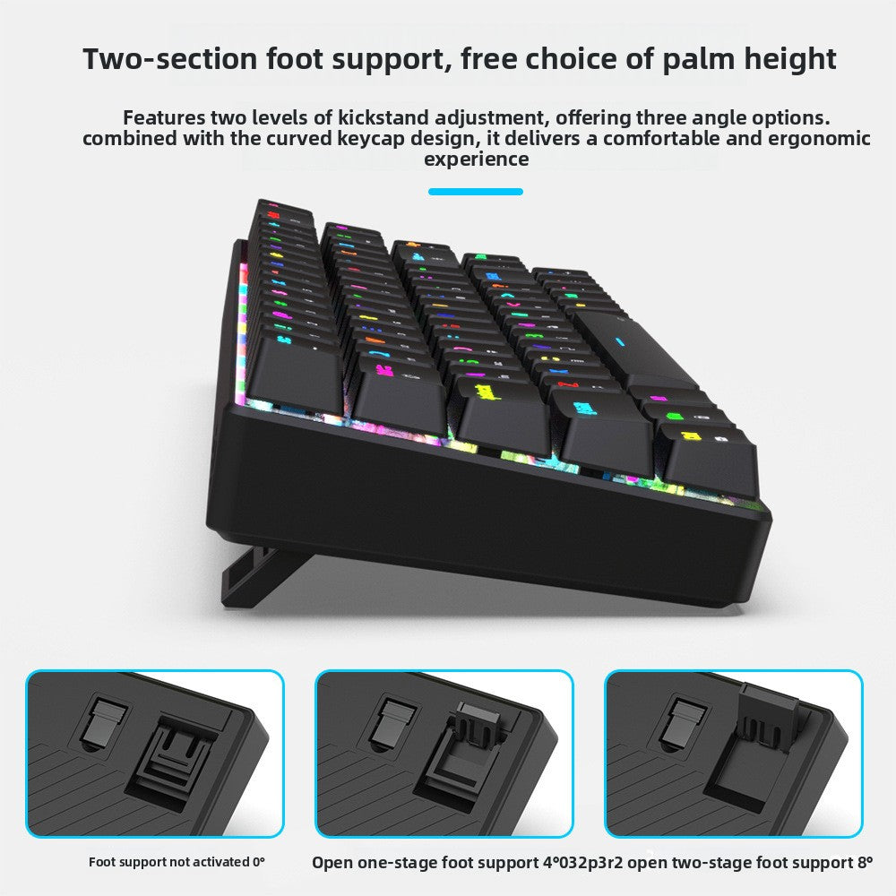 68-Key wireless Bluetooth 2.4G three-mode RGB mechanical keyboard plug-in and unplug computer notebook game e-sports