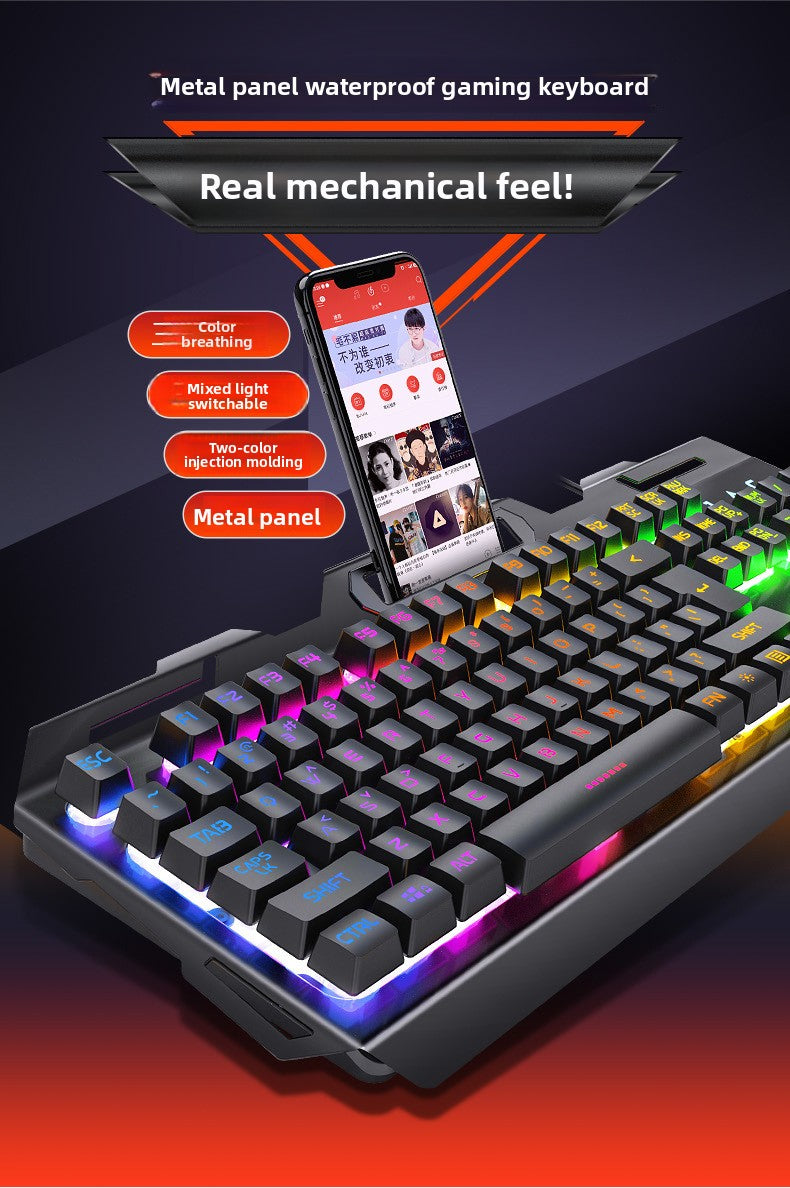 Silver engraving V2 mechanical feel knob gaming keyboard desktop computer notebook wired luminous e-sports