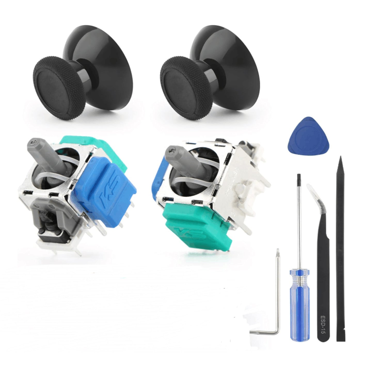 K-Silver PS5 TMR Handle Rocker Set for XBOX/PS4 Hall Replacement Rocker Repair Tool