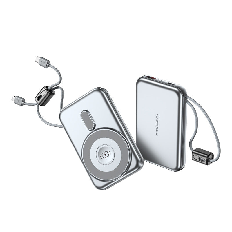 KC magnetic power bank 10000 mAh with its own cable ultra-thin watch earphones wireless fast charging power bank