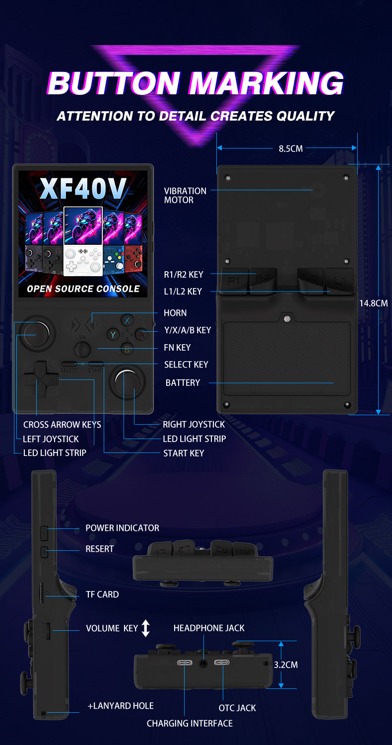 4.0 4" inch XF40V IPS HD Linux wifi 3D big joysticks RGB 4000mAh  rechargable PSP games Handheld  Player console
