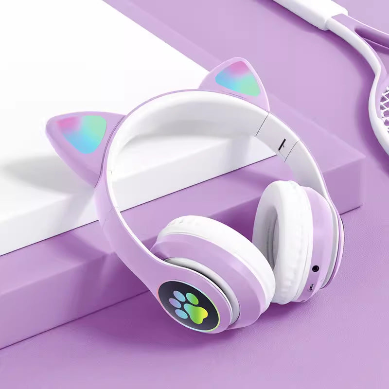 Accessories Cat Ear Luminous Headset STN-28 Girls' Cute Gaming Wireless Headset Bluetooth Headset