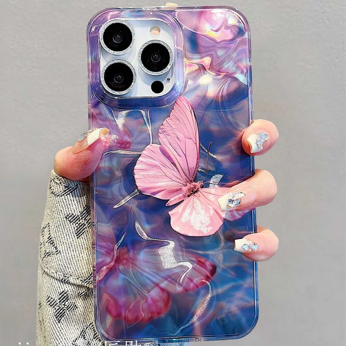 Accessories for iphone15promax mobile phone case 13 water ripple ins wind butterfly 14 new 14promax apple