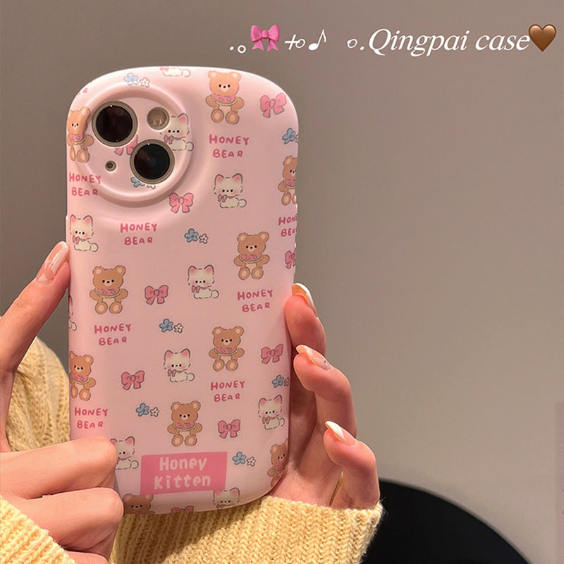 Accessories ins cute pink bear rabbit for apple 15promax mobile phone case iphone13 new 14pro female