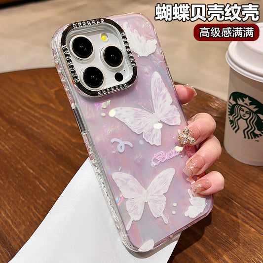 Accessories White butterfly is suitable for Apple 15promax mobile phone case, the new 2024 women's iPhone15 shell pattern 13pro.