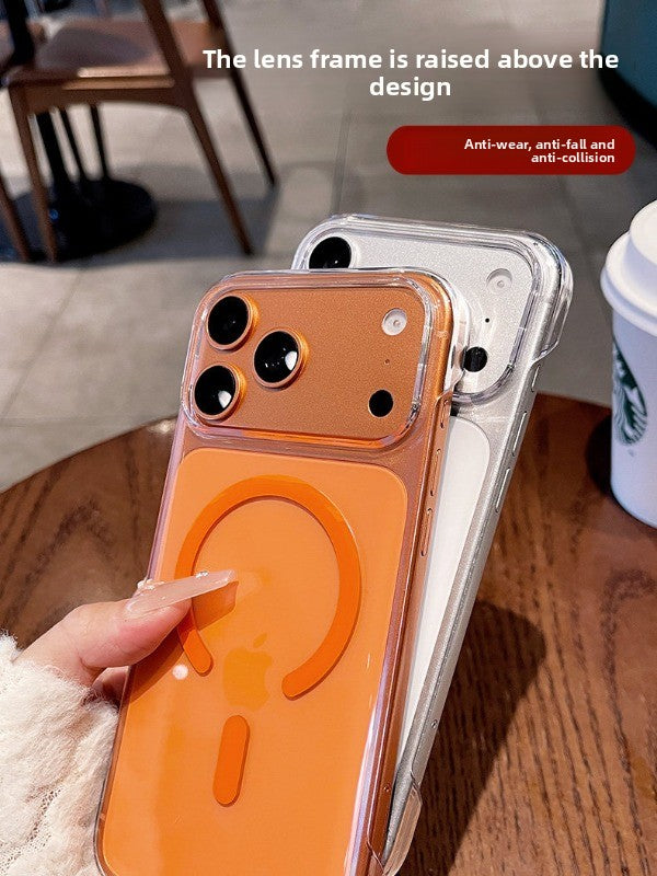 Frameless high magnetic permeability for iPhone 17promax mobile phone case New iPhone16magsafe strong magnetic adsorption Color magnetic attraction ring 15 Frameless transparent case Phone accessories