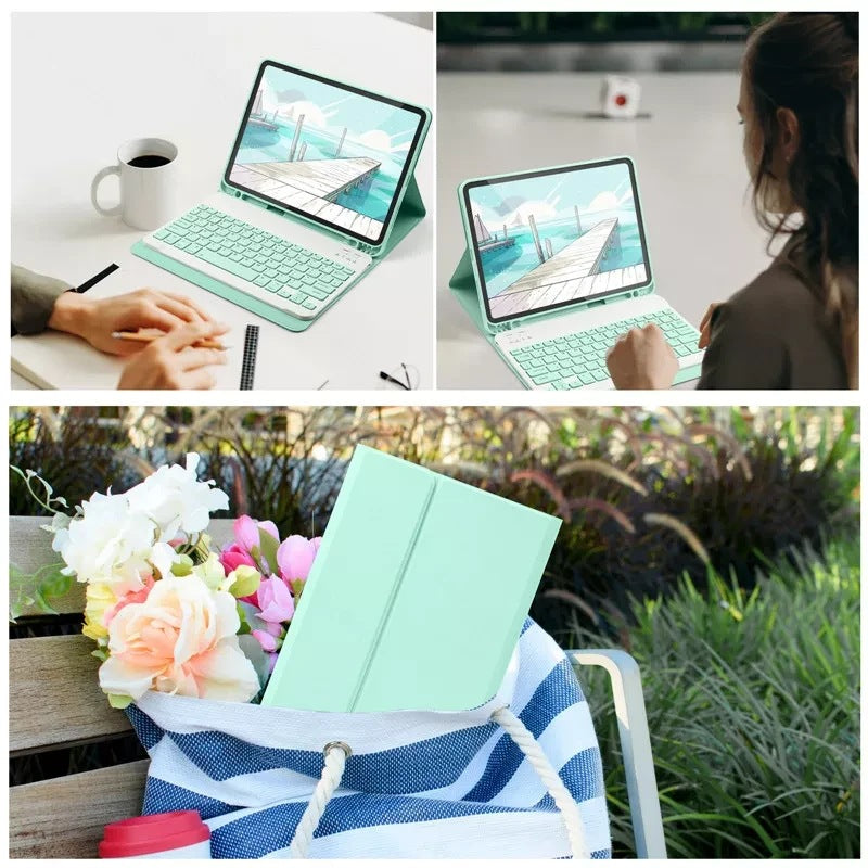 For iPad 10th generation tablet Pro11 Bluetooth keyboard case Air4 5 leather case 10.2 Mini 6 mouse protective Accessories