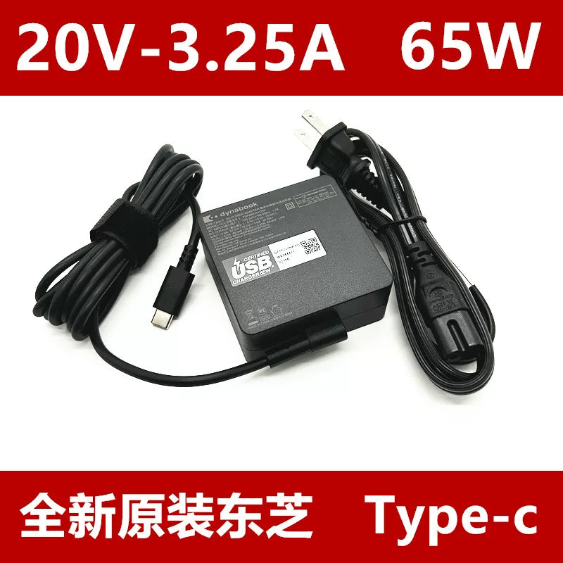 Genuine New Adapter FSP065-A1CR3 65W 20V 3.25A USB-C Type-C AC Adapter Charger For  Toshiba Dynabook T8, T7, T6, C8, C7 V8, V6, G8, G6, V83, G83 X6, P55, Z8, Z7, MJ64, RJ74 PA5352U-1ACA PAACA048 G71C000NK110 power supply Toshiba laptop repair parts