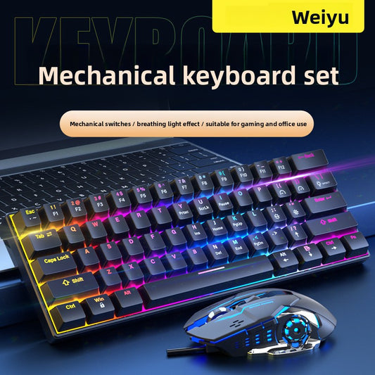 WRK61 Mechanical Keyboard RGB Mixed Light Green Axis Mouse Macro Gaming Keys Computer