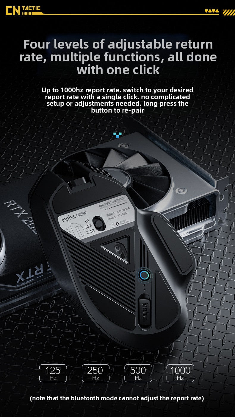 A9 Exploration Edition Bluetooth Wireless Mouse Silent Rechargeable Three-mode Office Game Glow