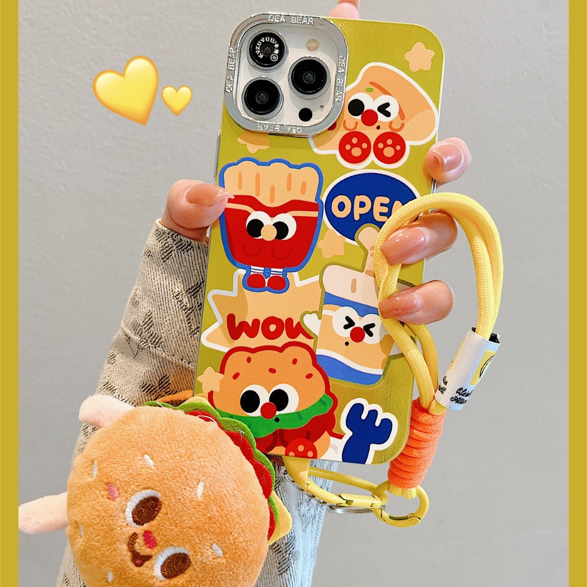 Accessories for iPhone 14 case iphone15promax fries burger lanyard 13 fun cartoon 12 cute new