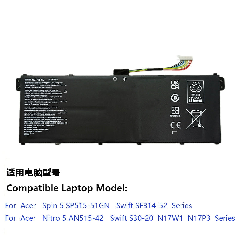 (Shipping fee not include)for Acer N17W1 SF314-52 SP515-51GN AN515-42 repalcement battery  AC14B7K