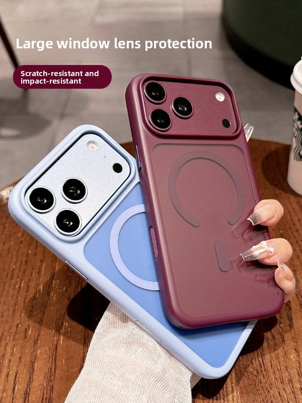 Semi-transparent matte magnetic suction For iPhone 18promax mobile phone case new iPhone17 new color scheme matte texture 16pro large hole lens advanced sense of men and women shell Phone Accessories