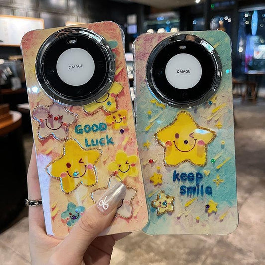 Accessories are suitable for Huawei mate60 Apple 15 series new shell cute smudge powder multiple smiley stars creative all-inclusive