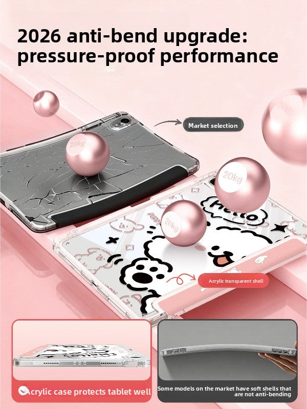 For huawei matepad tablet protective case air12 protective case se10.4 with pen slot 11.5 For glory 9 all-inclusive x10pro acrylic 115 transparent 10.8 powder line dog 2023 Tablet Accessories