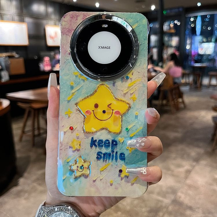 Accessories are suitable for Huawei mate60 Apple 15 series new shell cute smudge powder multiple smiley stars creative all-inclusive