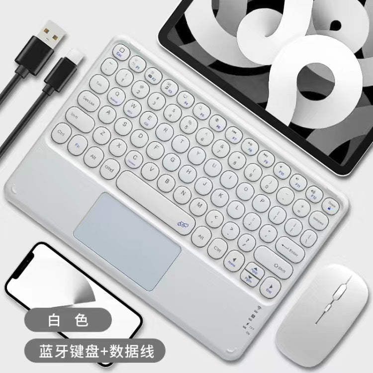 Wireless bluetooth touch keyboard, retro round ipad tablet ultra-thin portable mobile phone keyboard, bluetooth keyboard and mouse set protective Accessories