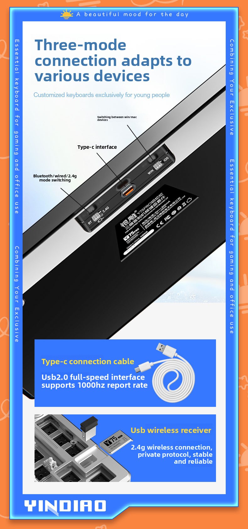 Silver carving Y75Pro aluminum tuo tuo Bluetooth wireless three-mode mechanical keyboard e-sports game computer metal wired kit