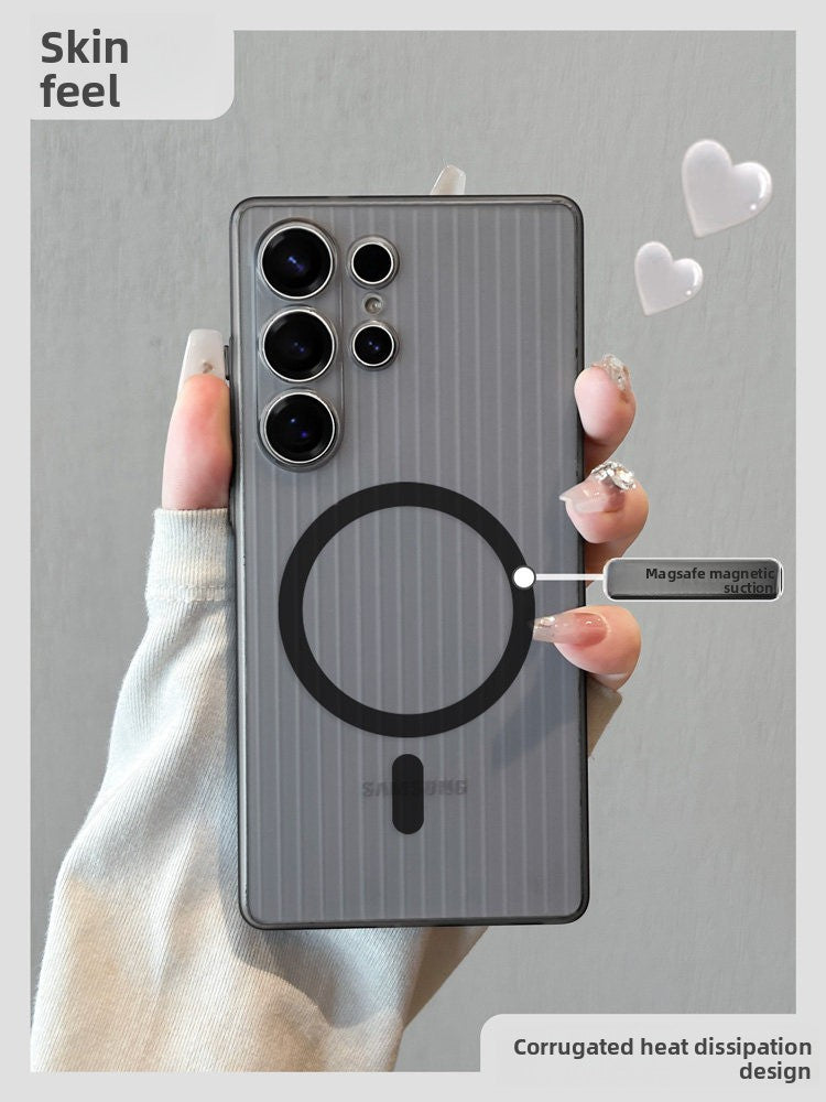 Geometric for samsung s26ultra mobile phone case corrugated magnetic suction s25 + protective case galaxy case s26 transparent matte samsung ultra-thin all-inclusive anti-drop premium women's Phone accessories