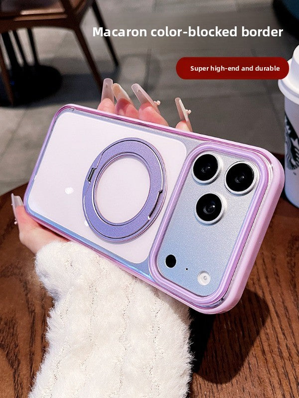 Transparent jelly holder For iPhone 18promax mobile phone case New iPhone17 women's large hole frame dopamine anti-drop protective case 16pro simple niche case Phone Accessories