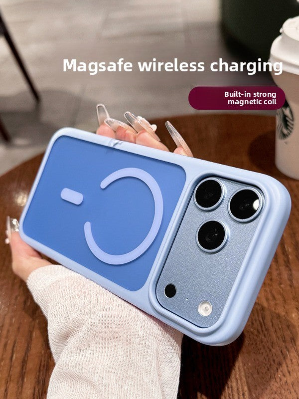 Semi-transparent matte magnetic suction For iPhone 18promax mobile phone case new iPhone17 new color scheme matte texture 16pro large hole lens advanced sense of men and women shell Phone Accessories