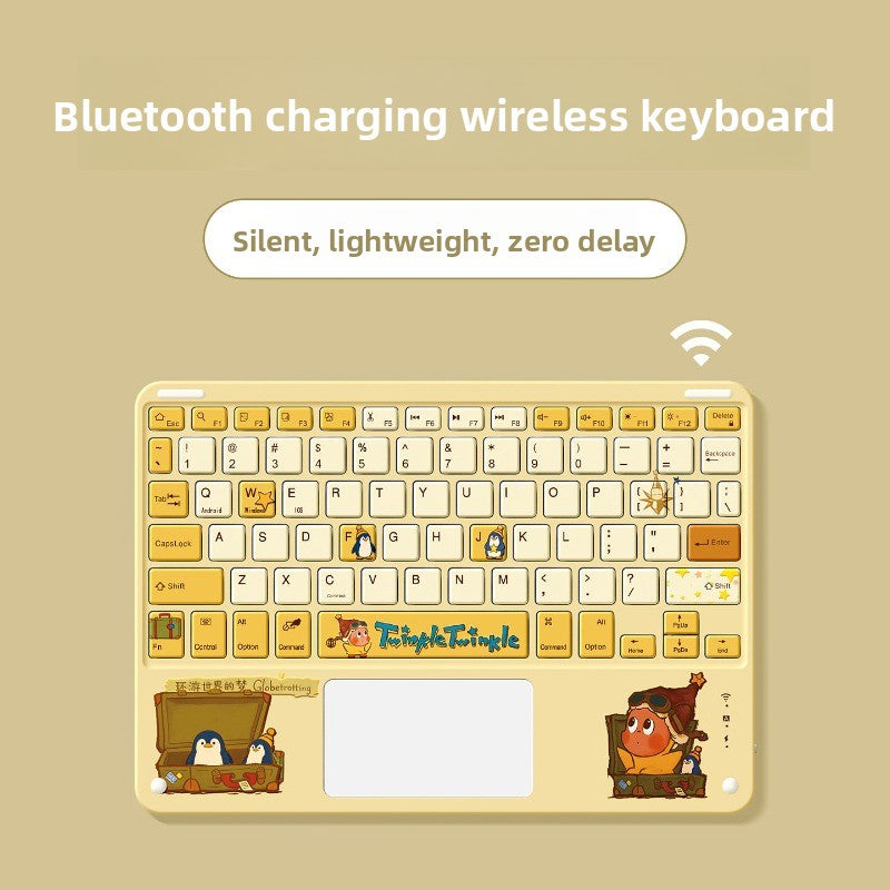 Bluetooth Keyboard Mouse Set For Apple Huawei Xiaomi Tablet PC External Notebook Wireless Silent Light 0 Delay Office Game iPad Charging Girls Cute Stars Tablet Accessories