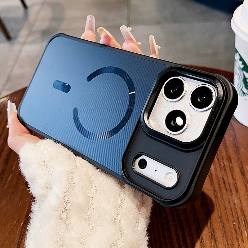 Frosted mesh Magnetic suction For iPhone 17promax mobile phone case New iPhone18Pro skin feel non-slip all-inclusive anti-drop 16Pro strong magnetic adsorption men's and women's shell Phone Accessories