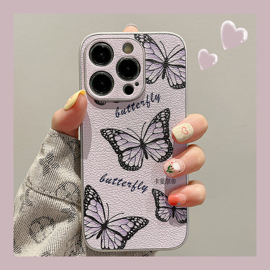 Accessories Superior sense beautiful purple butterfly bracelet iphone15pro max mobile phone case Apple 14 new 12