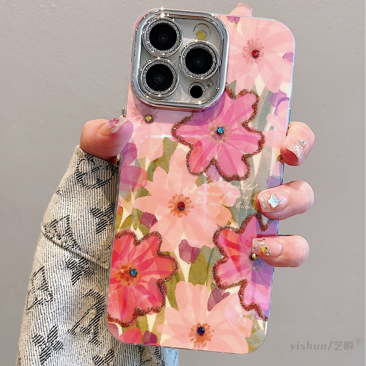 Accessories for Apple 15ProMax mobile phone case iPhone14 spring ins beautiful oil painting flowers 12 high-end new