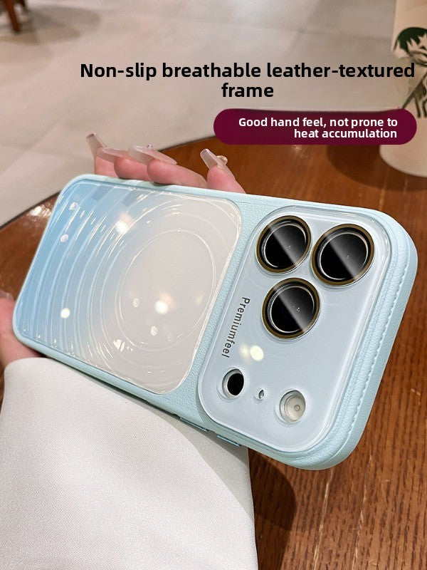 Ice ripple pattern heat dissipation for iPhone 17promax mobile phone case iPhone16 seconds becomes larger, the window gradually changes, smudging women's protective case 15pro niche case Phone accessories