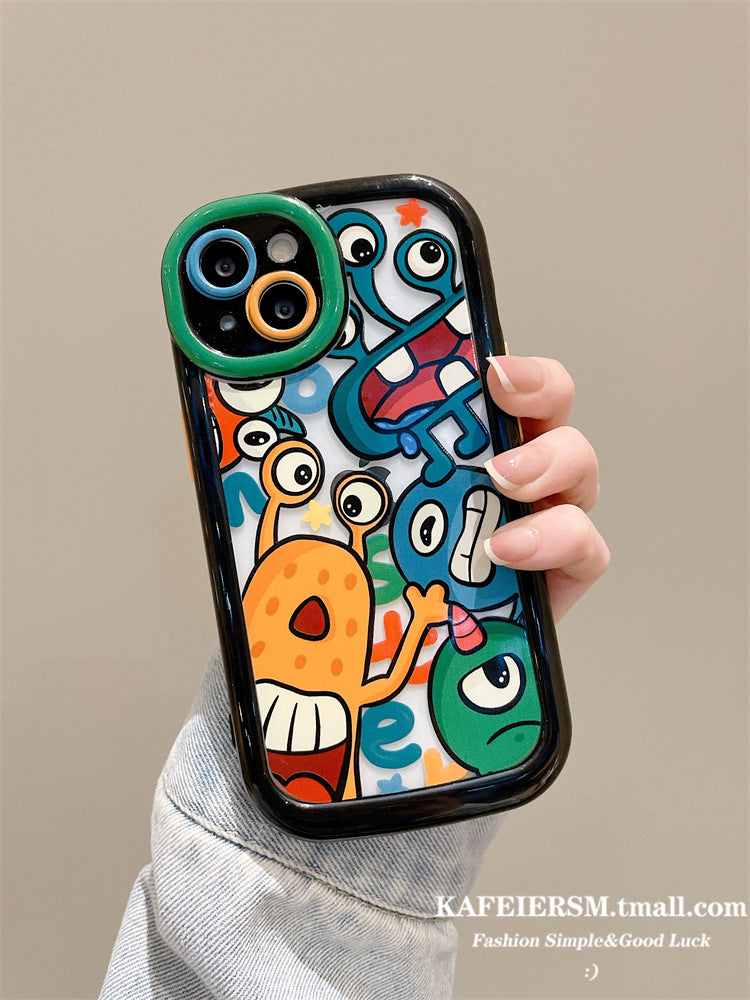 Accessories for iphone15promax mobile phone case Apple 13 fun cute little monster 13 pro cartoon new female