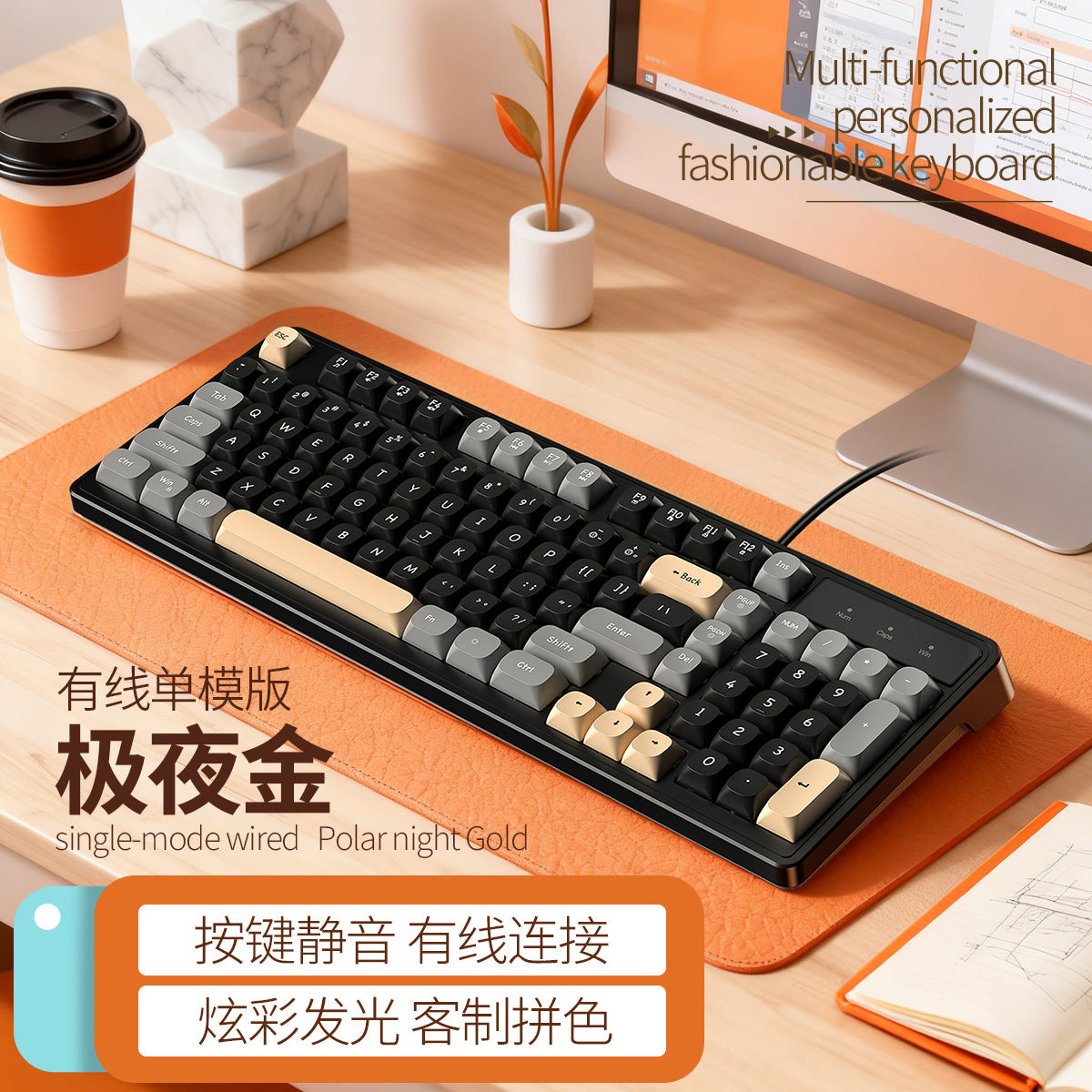 Silver Diao K10 wireless bluetooth three-mode gaming keyboard USB silent RGB wired office charging computer rohs