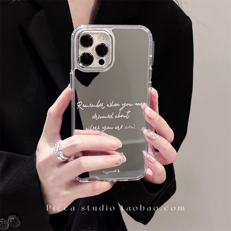 Accessories (Shipping fee not included) Korean style ins simple English mirror surface for iphone14 mobile phone case Apple 13 Pro max creative personality 12