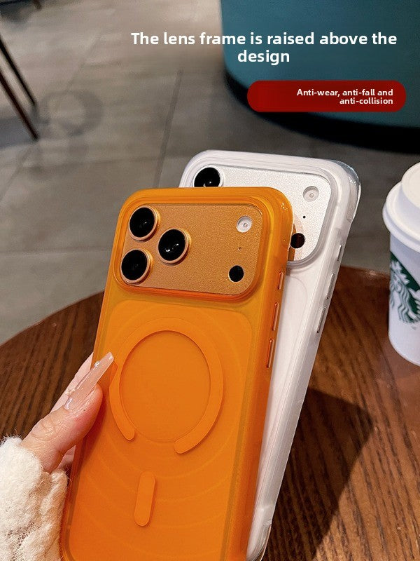 Corrugated matte magnetic suction for iPhone 17promax mobile phone case New iPhone16 four-corner airbag anti-drop protection 17pro strong magnetic adsorption matte texture women's case Phone accessories