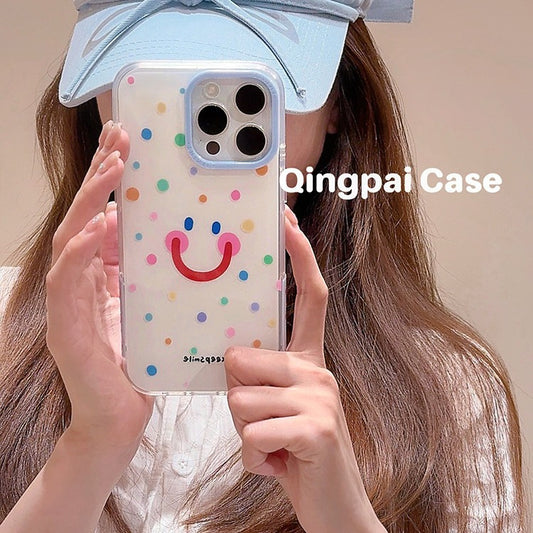 Accessories girl ins color polka dot smiley face for apple 15promax mobile phone case iphone13 new 14pro women