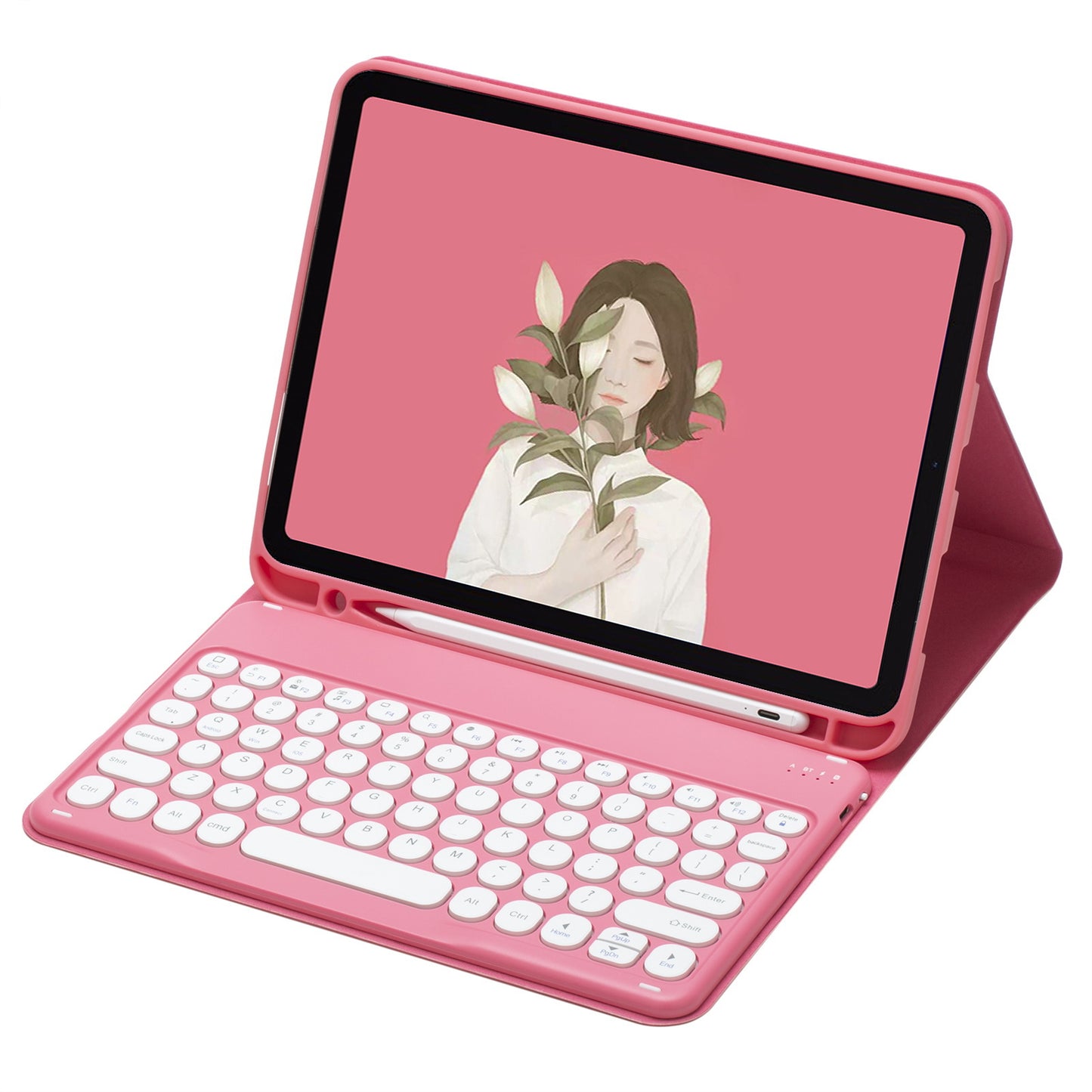 Applicable ipad10.2 bluetooth keyboard case pro11 split round cap bluetooth keyboard case air4 with pen slot protective Accessories